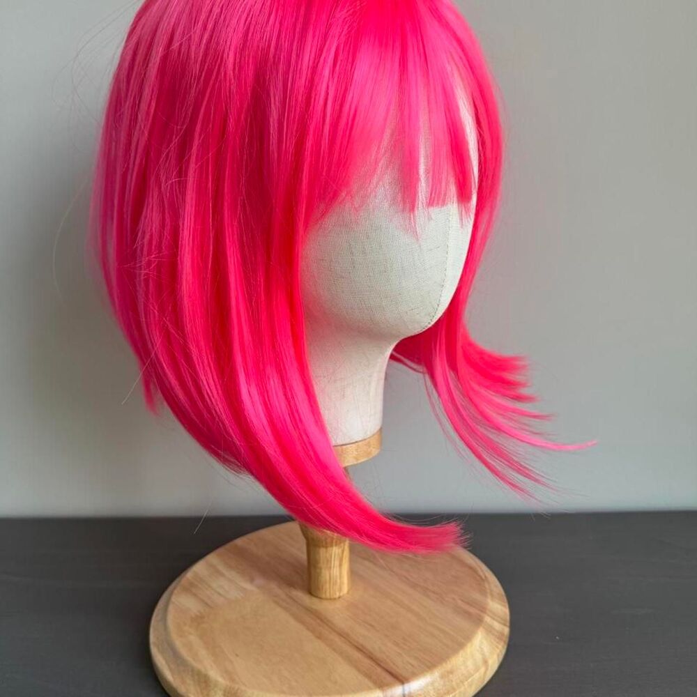 Hot Pink Wig with Bangs